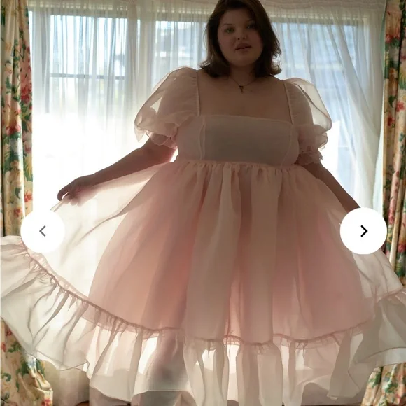 Selkie Blush Puff Sleeve Midi Dress - Picture 4 of 9